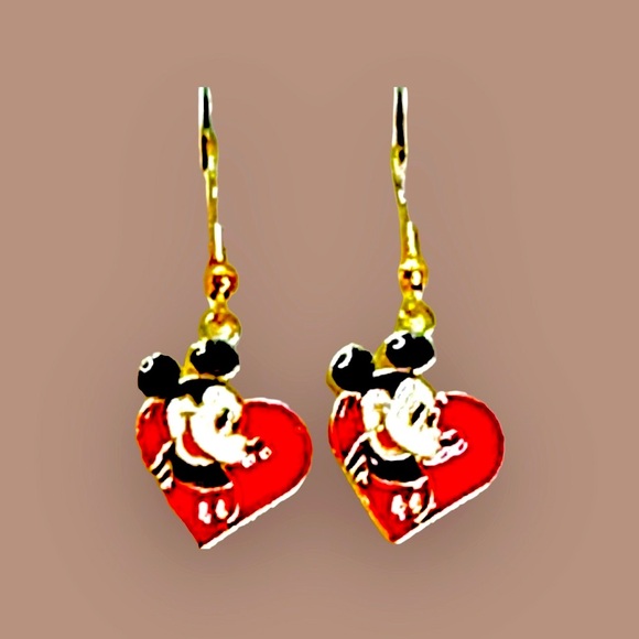 Source Unknown Jewelry - Mickey Mouse Fishhook Heart Dangle Earrings Valentine
